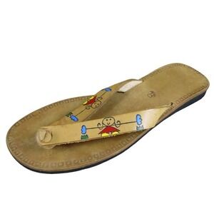 Generic Women's  Flip Flop Brown‎ Leather Sz 8 Medium Gently Used 2025